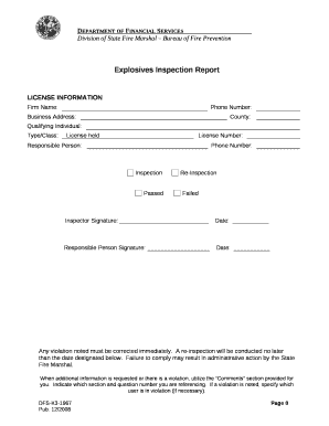 Explosives Inspection Report