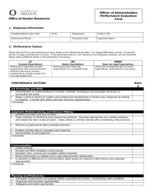 Please rate the OA on each performance factor based on the statements provided