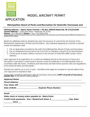 MODEL AIRCRAFT PERMIT APPLICATION