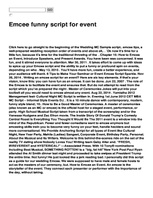 Wedding Emcee Script Funny Pdf - Fill Online, Printable, Fillable, Blank |  pdfFiller