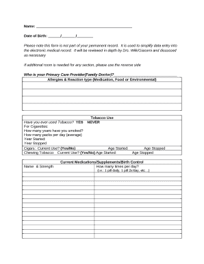 Please note this form is not part of your permanent record