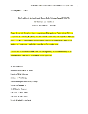 The Traditional-Antitraditional Gender Role Attitudes Scale (TAGRAS)