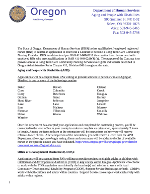 DHS has determined per OAR 411-048-0210 the counties listed below need self-employed RNs who meet qualifications in OAR 411-048-0210(3) (a)