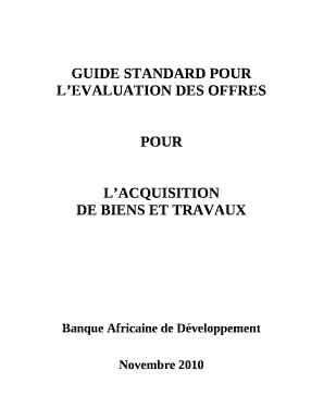 Remplissable GUIDE STANDARD POUR LEVALUATION DES OFFRES