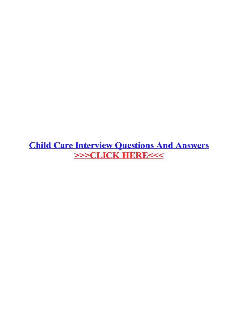 Fillable Online Child Care Interview Questions And Answers Fax Email