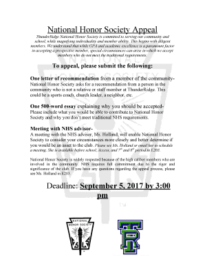 national honor society appeal fill online printable fillable sample recommendation letter for national honor society