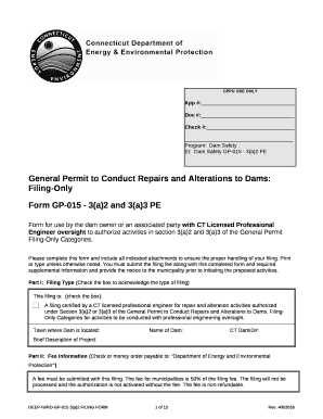 General Permit to Conduct Repairs and Alterations to Dams: Filing-Only