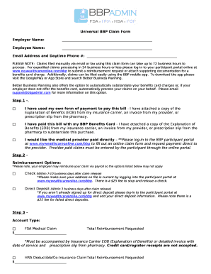 Universal BBP Claim Form