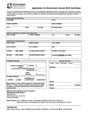 Snohomish County Birth Certificate Application