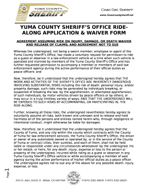 YUMA COUNTY SHERIFFS OFFICE RIDE-ALONG APPLICATION & WAIVER FORM