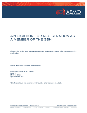 Please refer to the Gas Supply Hub Member Registration Guide when completing this Application