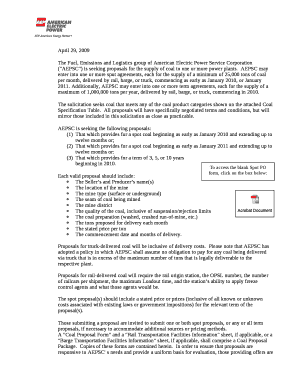 The Fuel, Emissions and Logistics group of AmericanElectric Power Service Corporation ("AEPSC") is seeking proposals for the supply of coal to one or more power plants