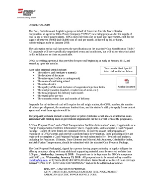 The Fuel, Emissions and Logistics group on behalf of American Electric Power Service Corporation, as agent for Ohio Power Company (OPCo) is seeking proposals for the supply of coal to one or more power plants
