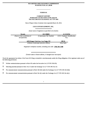 Date of Report (Date of earliest event reported):March 20, 2015