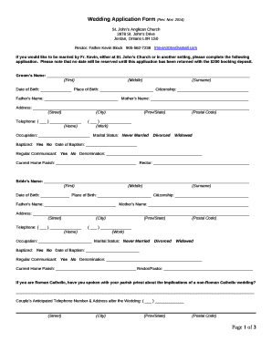Wedding Application Form (Rev