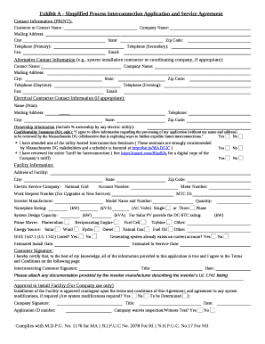 Exhibit A - Simplified Process Interconnection Application and Service Agreement