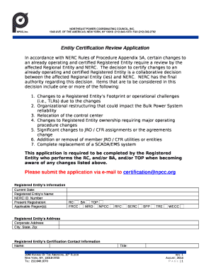 Entity Certification Review Application