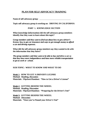 Advocacy training agenda