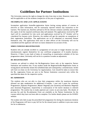 Guidelines for Partner Institutions