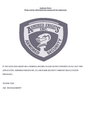 Please read the following before starting with the Application