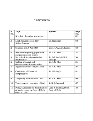 Schedule of training programme