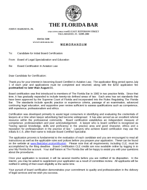 Thank you for your interest in becoming Board Certified in Aviation Law