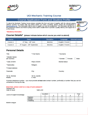 UCI Mechanic Training Course