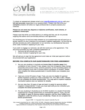 Please note that only your complete answers will allow our legal professionals to properly assess your chances