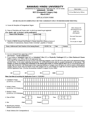 (TO BE FILLED IN COMPLETELY BY THE CANDIDATE ONLY IN HIS/HER HAND WRITING)