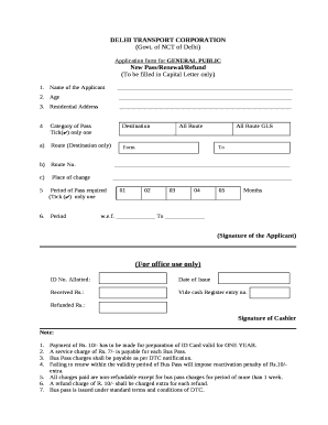 Application form for GENERAL PUBLIC