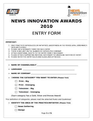 ONLY PRACTICES INTRODUCED OR INITIATIVES UNDERTAKEN IN THE PERIOD APRIL 2009-MARCH 2010 ARE ELIGIBLE