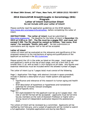 2016 Glenn/AFAR Breakthroughs in Gerontology (BIG) Program