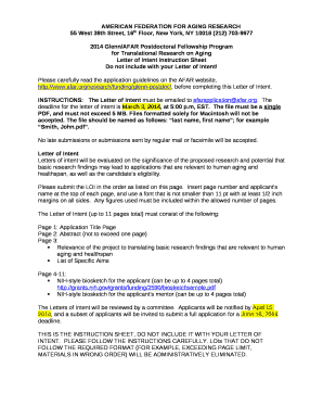 INSTRUCTIONS:The Letter of Intent must be emailed to afarapplicationafar