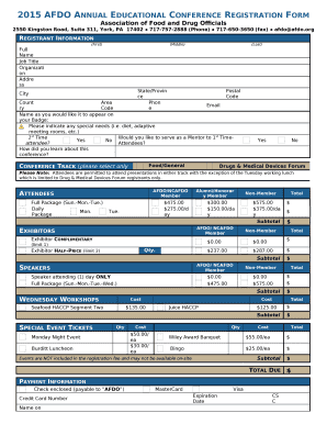 2015 AFDO Annual Educational Conference Registration Form