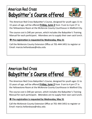 Fillable Online American Red Cross Babysitting Fax Email Print - pdfFiller