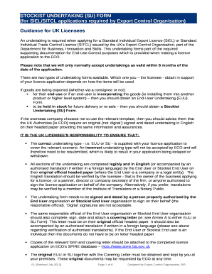 STOCKIST UNDERTAKING (SU) FORM