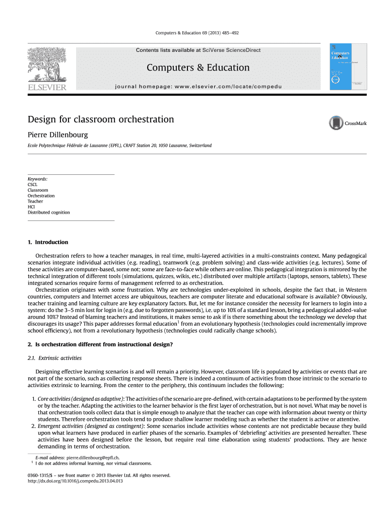 Fillable Online Design for classroom orchestration Fax Email Print