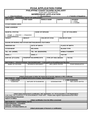 PCGA APPLICATION FORM
