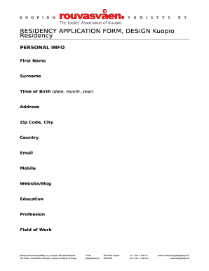 RESIDENCY APPLICATION FORM, DESIGN Kuopio Residency