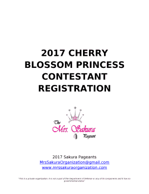 Dear 2017 Cherry Blossom Princess Contestant (& Parent),