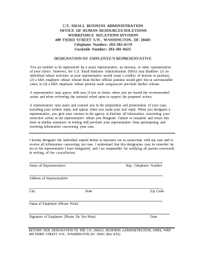 SMALL BUSINESS ADMINISTRATION OFFICE OF HUMAN RESOURCES SOLUTIONS WORKFORCE RELATIONS DIVISION