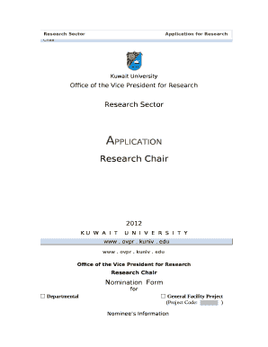Research SectorApplication for Research Chair