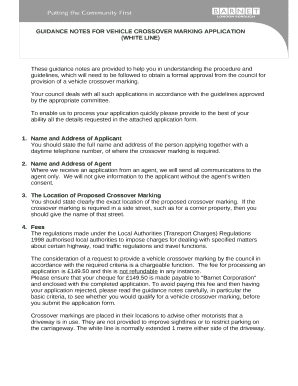 These guidance notes are provided to help you in understanding the procedure and guidelines, which will need to be followed to obtain a formal approval from the council for provision of a vehicle crossover marking