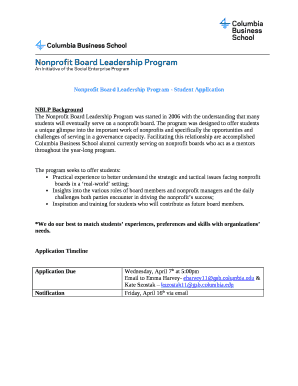 Nonprofit Board Leadership Program - Student Application Doc Template ...