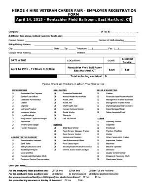 HEROS 4 HIRE VETERAN CAREER FAIR - EMPLOYER REGISTRATION FORM