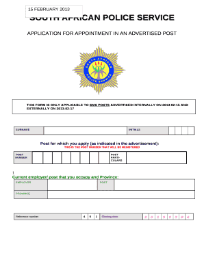 THIS FORM IS ONLY APPLICABLE TO SMS POSTS ADVERTISED INTERNALLY ON 2013-02-15 ANDEXTERNALLY ON 2013-02-17