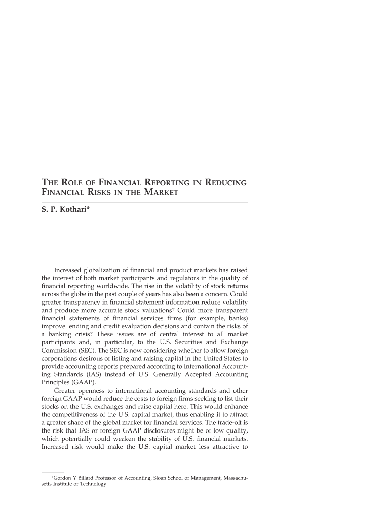 Fillable Online THE ROLE OF FINANCIAL REPORTING Fax Email Print PdfFiller