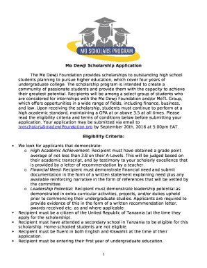 The Mo Dewji Foundation provides scholarships to outstanding high school students planning to pursue higher education, which cover four years of undergraduate college