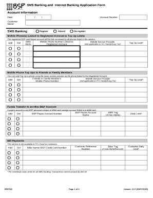 SMS Banking andInternet Banking Application Form