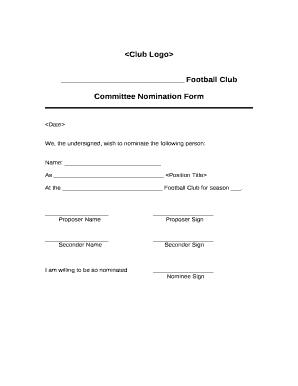 We, the undersigned, wish to nominate the following person: